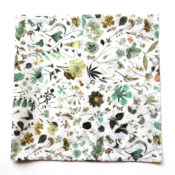 Liberty of London Bandana: Hydrangea Botanical Print, Cotton Lawn Scarf, 22" Square