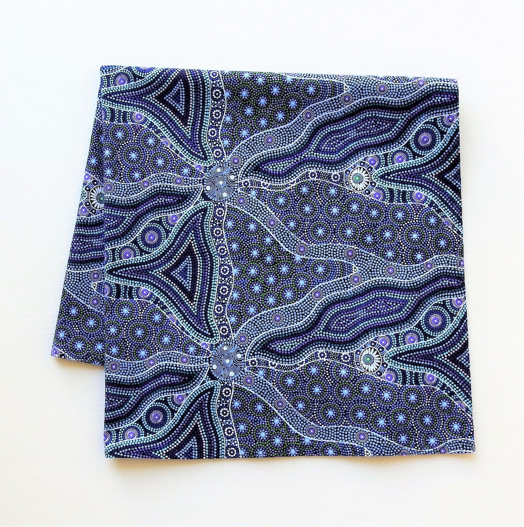 Cotton Bandana Australian Print Fabric 22 Square Blue Etsy