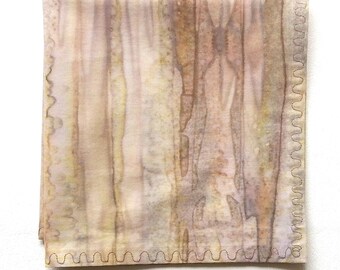 Batik Handkerchief, Striated Earth Tones, Tea-Stained Look, 12" Pocket Squares, Hand Dyed Cotton Hankies, Weddings, Gifts for Her and Him