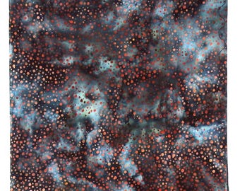 Cotton Batik Handkerchief: Charcoal, Moon & Dot, Hand Dyed Fabric, 16" Square, Weddings