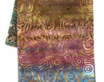 Batik Handkerchief: Hand-Dyed Cotton Fabric, Metamorphic, 14" Pocket Square