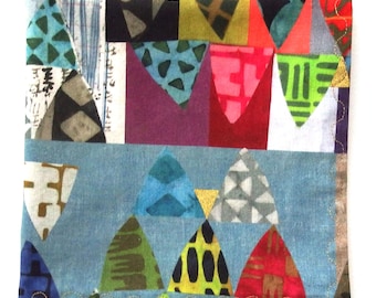 Cotton Handkerchief: Abstract Modern Print, Gold Accents, 13" Pocket Square