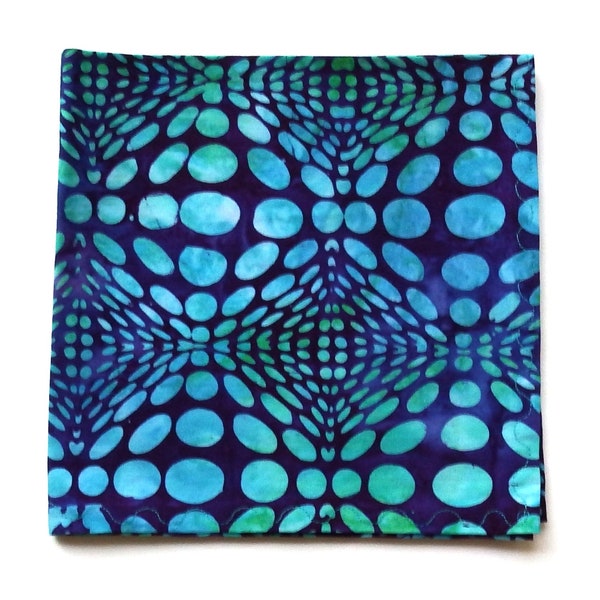 Psychedelic Handkerchief, Optical Illusion Hanky, 14" Pocket Square, Gifts for Men, Cotton Batik Hankies, Handmade High Quality Hanky