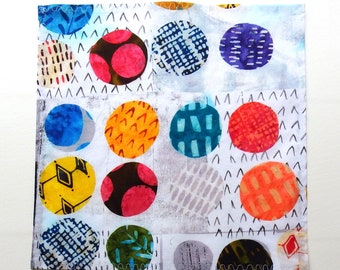 Modern Cotton Handkerchief, Graphic Circles, 12" Pocket Square, Marcia Derse Fabric, Weddings, Birthdays, Everyday Carry, Gifts for Her