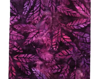 Purple Handkerchief, Magenta, Cotton Batik Leaf Hanky, Violet, 8" Pocket Square, SMALLER SIZE, Weddings, Birthdays, Kapua, Gifts for Her