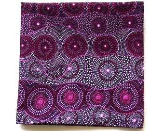 Cotton Handkerchief, Purples, Magenta, Australian Print Hanky, Dots, 11" Pocket Square, SUPER SOFT, Circles, Weddings, Gifts for Women