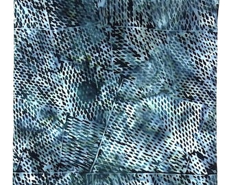 Batik Handkerchief: Slate Blue, Fishnet, Hand-Dyed Cotton, 12" Pocket Square