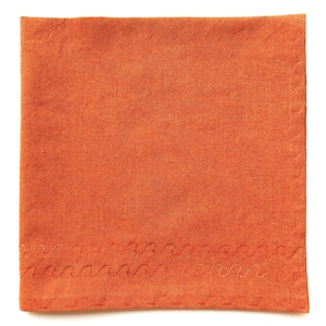Pumpkin Handkerchief, Rich Yarn Dyed Cotton Fabric from Alison Glass, 17&quot; Pocket Square, Two Rows of Serpentine Stitching, Gifts for Him