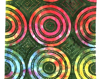 Bullseye Handkerchief: Cotton Batik Fabric, 16" Pocket Square