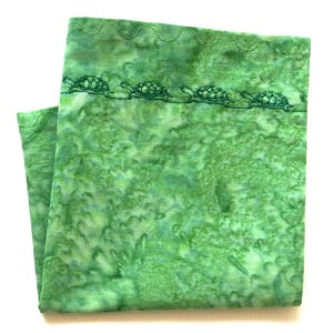 Turtle Handkerchief: Green Cotton Batik Hanky, Embroidered Turtles, 9" Square