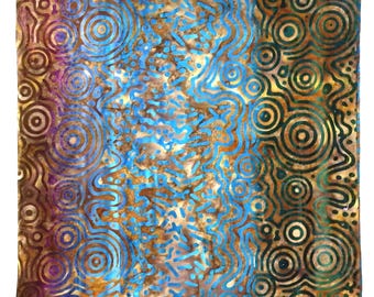 Cotton Batik Bandana Scarf: Multi-Color Metamorphic, Hand-Dyed Head Wrap, 22" Square
