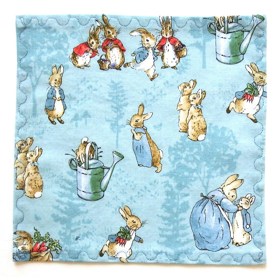 Peter Rabbit Handkerchief, Bunnies, Carrots, Blue, 7 Square, Extra ...