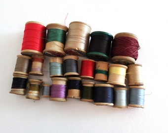 Vintage Thread on Wooden Spools, Lot of 22, Coats and Clark, Conso, Clarks, Star, The Clark Company, J and P Coats, Vintage Sewing Notions