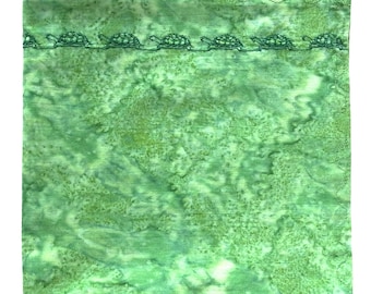Turtle Handkerchief: Hand-Dyed Cotton Batik Fabric, 14" Green Pocket Square