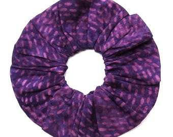 Batik Scrunchie: Purple Dashes, Handmade Hair Accessories