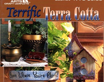 Terrific Terra Cotta Gold Pot, Bloom Where Planted, Witch Craft Leaflet 1770 NOS