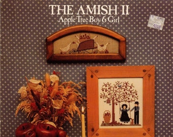 The Amish II Apple Tree Boy & Girl Cross Stitch by Sandra Sullivan Leaflet NOS