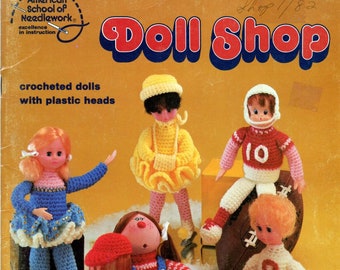 Doll Shop Crochet Dolls, Ballerina, Baseball Billy, Clown Pattern Booklet 17 NOS