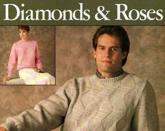 Diamonds & Roses Knitted Pullovers Designs by Evie Rosen Leaflet 475 NOS