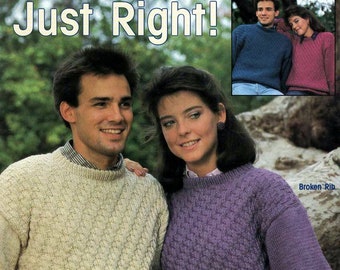 Just Right! Knit Sweaters by Arleen Wurman Broken Rib Tweed Leaflet Arts 564 NOS