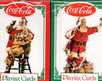 1994 Limited Edition Coca Cola Nostalgia Playing Cards 2 Decks in Tin Santas