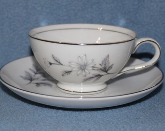 Crown Jewel Fine China Forever Made in Japan Cup and Saucer Floral Daisy Design