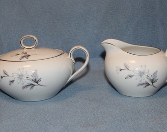 Crown Jewel Fine China Forever Made in Japan Creamer & Sugar Set Daisy Design