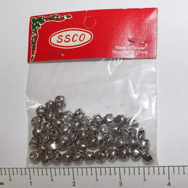 Silver Metal Jingle Bells Miniatures Christmas  Crafts Jewelry 6mm NOS