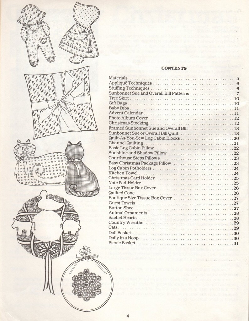 Country Christmas by Sue Saltkill Log Cabin & Sunbonnet Sue 28 Patterns NOS image 3