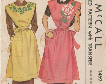 McCall Sewing Pattern 1469 Misses' Apron With Transfer Vintage 1949