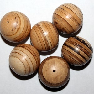 22 MM Natural Wood Jewelry Making Beads Package of 6 New Old Stock Wood Tones