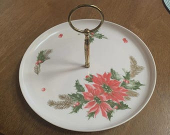 Vintage Melmac Christmas Tidbit Tray: Florence Prolon, Holiday Decor