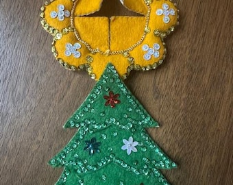 Vintage Felt Sequin Mid Century Door Knob Hanger 1950's 1960's Christmas Holiday Decor