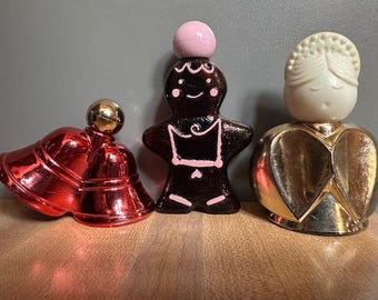 Vintage Avon Christmas Bottles Bells Angel Gingerbread Cotillion Sweet Honesty Hello Sunshine Retro Collectible Bottles