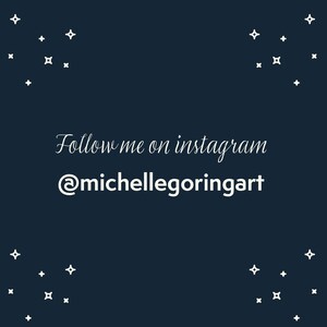 May include: A dark blue background with white stars and the text "Follow me on instagram @michellegoringart"