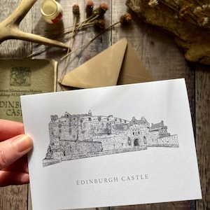 GREETING CARD, Edinburgh Castle Card, Scottish Castle Card, Scottish Artist, Historic Scotland Card, Edinburgh Card, Blank Card