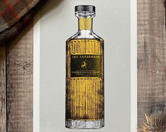 Sassenach Whisky Art Print, Scottish Home Decor Gift