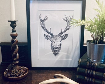 ART PRINT / Stag Print / Wildlife Art / Home Decor / Wall Art