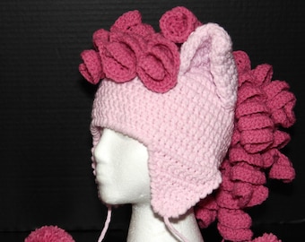 PATTERN - Pastel Pony Earflap Hat, Crochet, 5 Sizes