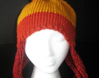 Finished Not-Jayne Hat, Earflap Hat with Pom-Pom