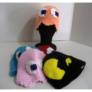PATTERN - Crochet - Video Game Ghost Hat Beanie/Sunhat, three sizes