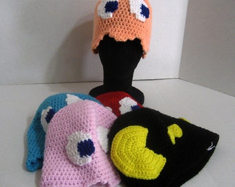 PATTERN - Crochet - Video Game Ghost Hat Beanie/Sunhat, three sizes