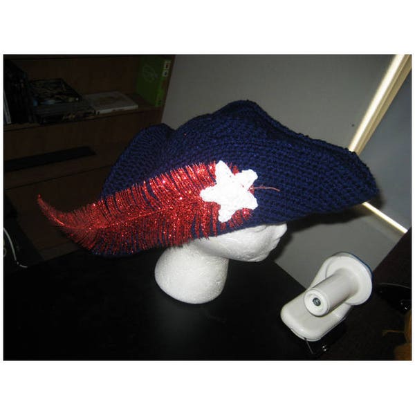 Crocheted Tricorn Patriot or Buccaneer Hat PATTERN