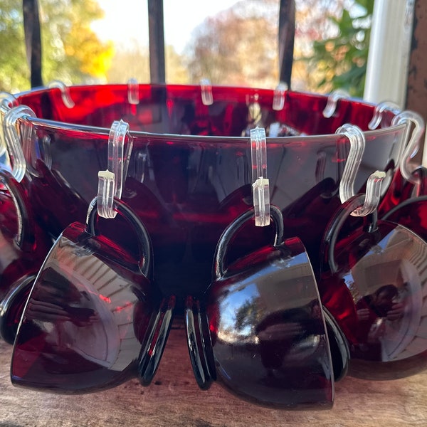 Ruby Red Punch Bowl Etsy