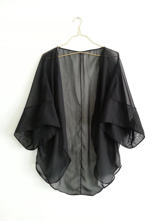 Black Swimsuit Cover Up Kimono Beach Handmade Robe Solid Etsy