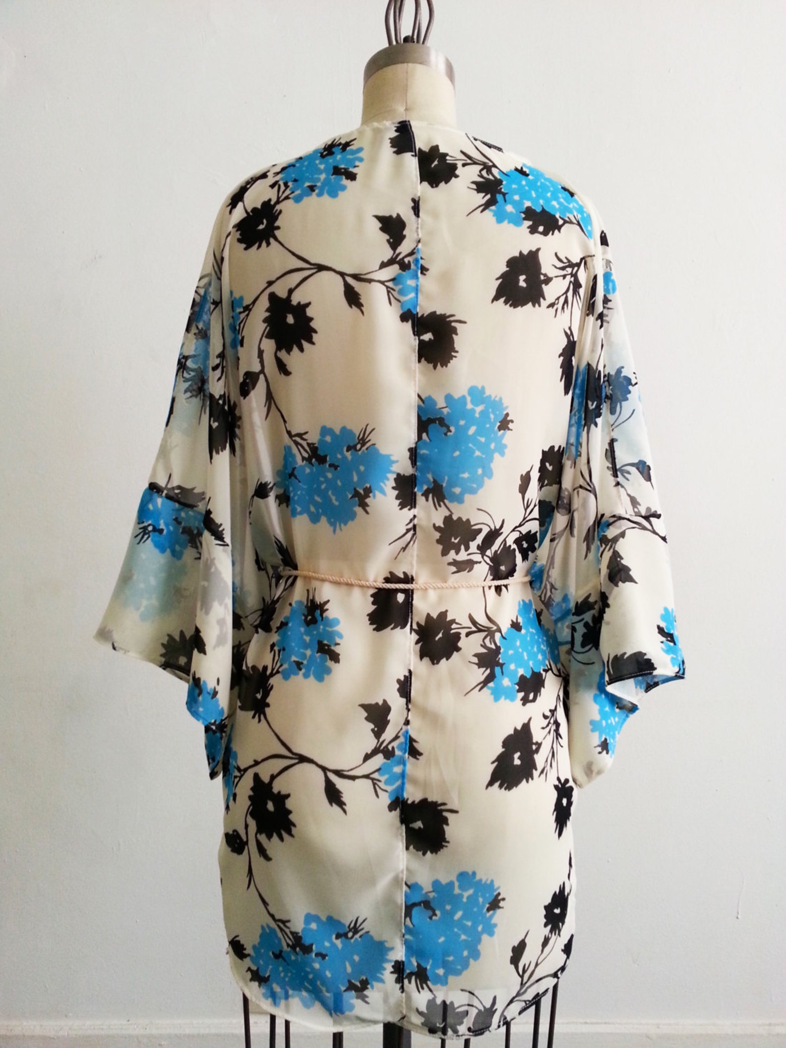 Women's Modest Swim Cover Kaftan Kimono - P2347 Retro Blue main image 1