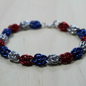 Sweetpea Chain Maille Red White and Blue Patriotic Bracelet