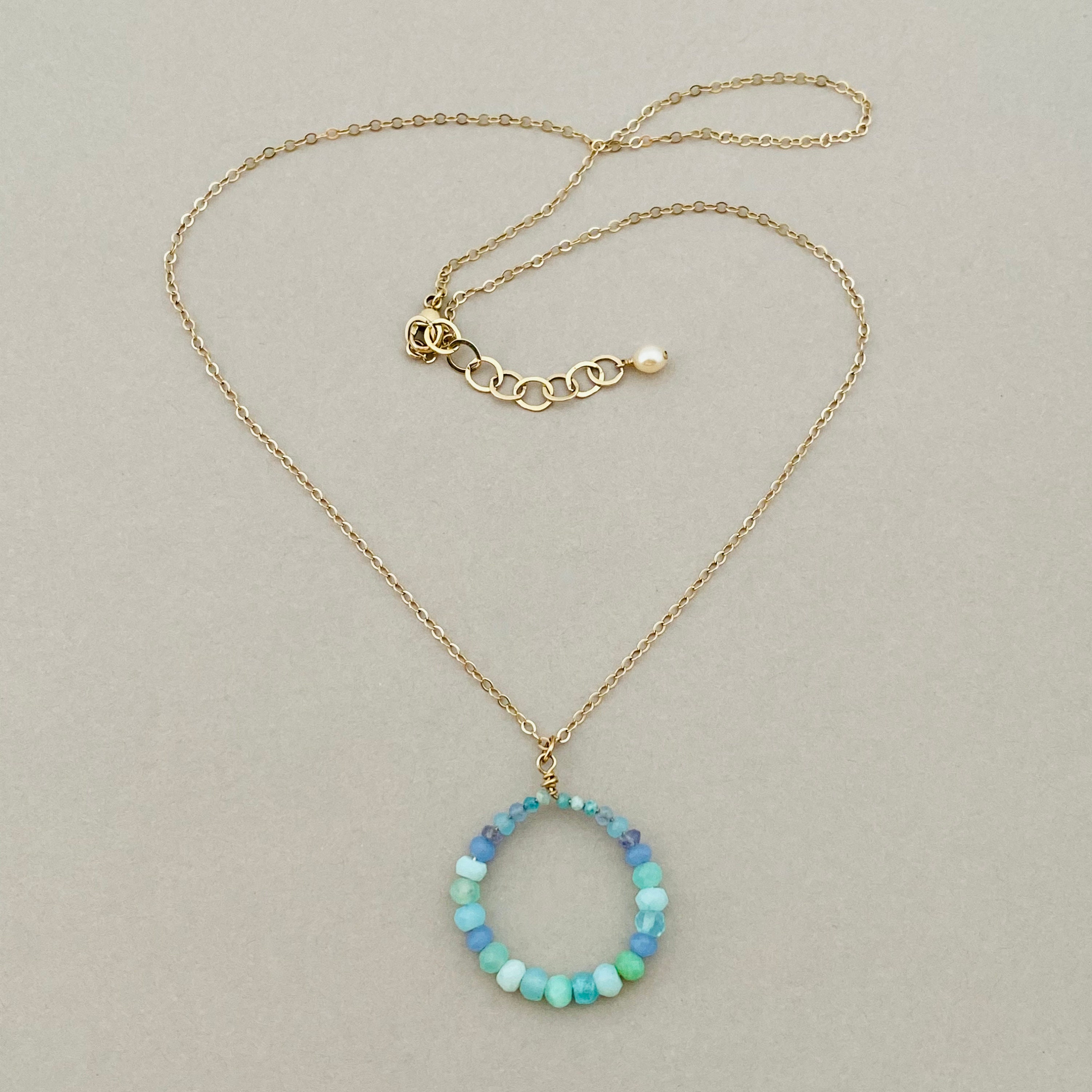 Blue Gemstone Circle Necklace in Gold Fill Etsy