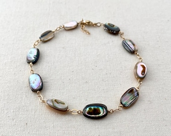 Abalone Nugget Gold Filled Bracelet