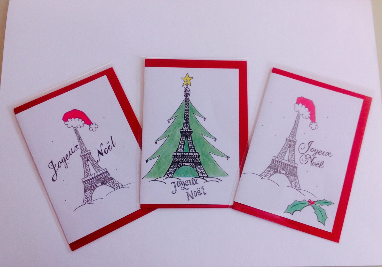 Joyeux Noel francese Parigi Torre Eiffel Buon Natale Natale Maglietta